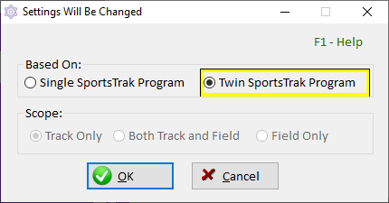 Twin program offers Track (timed) events only