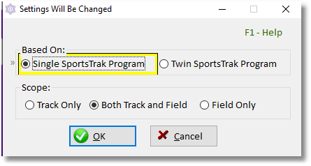 Single Program can be Track or Field or both