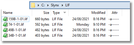LIF files in the designated folder